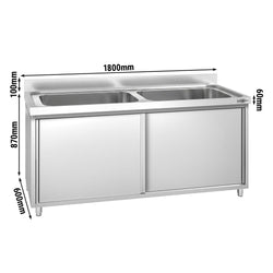 Szafka z zlewem PREMIUM – 1800 x 600 mm – z 2 zlewami
