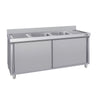 Szafka zlewozmywakowa ECO - stal nierdzewna AISI 304 - 1800x700mm - z 2 komorami środkowa