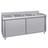 Szafka zlewozmywakowa ECO - stal nierdzewna AISI 304 - 1800x700mm - z 2 komorami środkowa