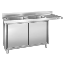 Szafka zlewozmywakowa dla zmywarki do naczyń - 1800x700 mm - z 2 zlewami po lewej stronie
