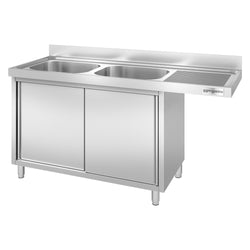 Szafka zlewozmywakowa dla zmywarki do naczyń - 1800x700 mm - z 2 zlewami po lewej stronie