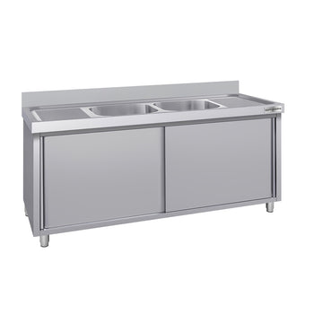 Szafka zlewozmywakowa ECO - stal nierdzewna AISI 304 - 2000x700mm - z 2 komorami środkowa