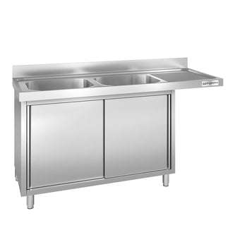 Szafka zlewozmywakowa do zmywarki – 2000 x 600 mm – z 2 zlewami po lewej stronie