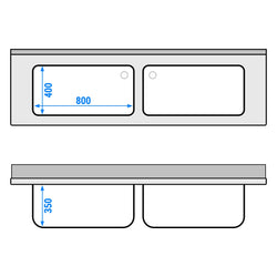 Szafka zlewozmywakowa PREMIUM – 2000 x 600 mm – z 2 komorami