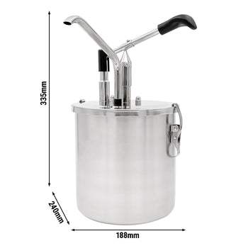 Dozownik sosu – 4 litry – z pojemnikiem i regulowaną dawką - Prime Gastro