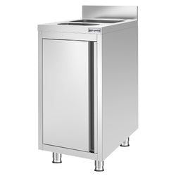 Szafka pod zlewozmywak - stal nierdzewna - 400 x 600 mm - ze zlewozmywakiem i koszem na śmieci