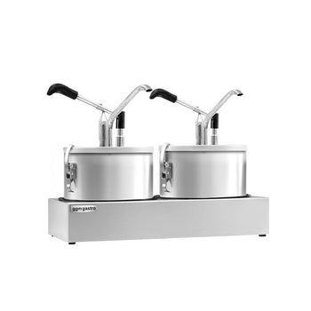 Saucen - / Dosierspender inkl. Edelstahlgestell - 2x4 Liter - einstellbarer Dosierung