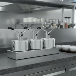 Saucen - / Dosierspender inkl. Edelstahlgestell - 3x4 Liter - einstellbarer Dosierung