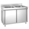 Szafka zlewozmywakowa PREMIUM - stal nierdzewna AISI 304 - 1200x700mm - z 2 komorami środkowa