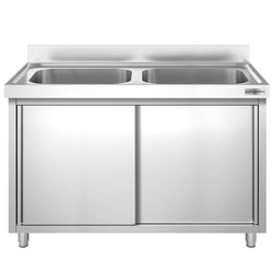 Szafka zlewozmywakowa PREMIUM - stal nierdzewna AISI 304 - 1400x600mm - z 2 komorami środkowa