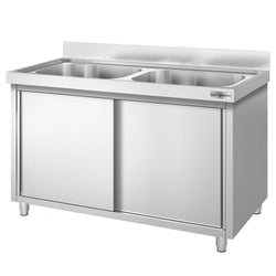 Szafka zlewozmywakowa PREMIUM - stal nierdzewna AISI 304 - 1400x700mm - z 2 komorami środkowa