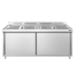 Szafka zlewozmywakowa PREMIUM - stal nierdzewna AISI 304 - 1800x700mm - z 2 komorami środkowa