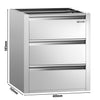 Drawer Unit PREMIUM - Stainless Steel - 3 Drawers - Under-Counter Module - 400 x 760 mm - for ATK 800 mm Depth