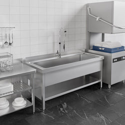 Stół ze zlewem ECO - 1200x600x950mm - z półką - 1-komorowy skręcany