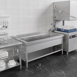 Stół ze zlewem ECO - 1400x700x950mm - z półką - 1-komorowy komory pośrodku skręcany