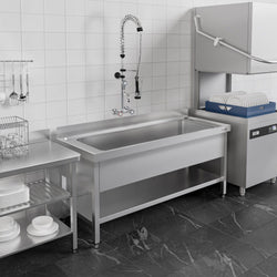 Stół ze zlewem ECO - 1600x600x950mm - z półką - 1-komorowy skręcany
