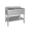 Stainless Steel Commercial Sink Unit ECO - 1000x600mm - with Single Bowl Left-hand - with Undershelf - with Upstand