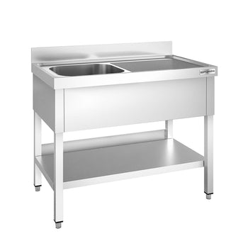 Stół zlewozmywakowy PREMIUM - 1000x600 mm - z półką dolną i 1 zlewem po lewej stronie - Prime Gastro