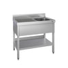 Stainless Steel Commercial Sink Unit ECO - 1000x600mm - with Single Bowl Right-hand - with Undershelf - with Upstand