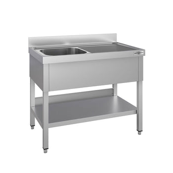 Stół zlewozmywakowy ECO - 1000x700 mm - z półką dolną i 1 zlewem po lewej stronie - Prime Gastro