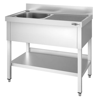 Stół zlewozmywakowy PREMIUM - 1000x700 mm - z półką dolną i 1 zlewem po lewej stronie - Prime Gastro
