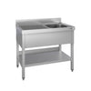 Stainless Steel Commercial Sink Unit ECO - 1000x700mm - with Single Bowl Right-hand - with Undershelf - with Upstand