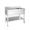 Stainless Steel Commercial Sink Unit PREMIUM - 1000x700mm - with Single Bowl Right-hand - with Undershelf