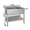 Stainless Steel Commercial Sink Unit ECO - 1000x700mm - with Single Bowl Right-hand - with Undershelf - with Upstand