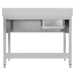 Stainless Steel Commercial Sink Unit ECO - 1200x700mm - with Single Bowl Left-hand - with Undershelf - with Upstand