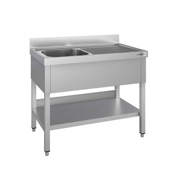 Stół zlewozmywakowy ECO - 1200x600 mm - z półką dolną i 1 zlewem po lewej stronie - Prime Gastro