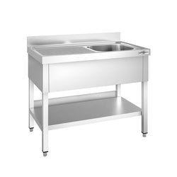 Stół ze zlewem PREMIUM - 1200x600x970mm - z półką - 1-komorowy komora po prawej stronie