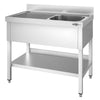 Stainless Steel Commercial Sink Unit PREMIUM - 1200x600mm - with Single Bowl Right-hand - with Undershelf