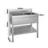 Stół zlewozmywakowy ECO – 1200 x 600 mm – z półką dolną – ze zlewem 1-komorowym po prawej stronie
