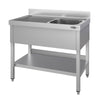 Stół zlewozmywakowy ECO – 1200 x 600 mm – z półką dolną – ze zlewem 1-komorowym po prawej stronie
