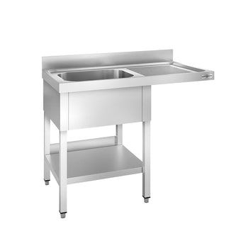 Stół zlewozmywakowy dla zmywarki do naczyń - 1200x600 mm - z 1 zlewem po lewej stronie - Prime Gastro