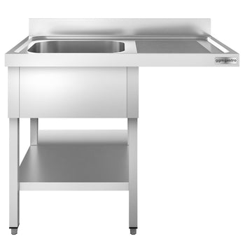 Stół zlewozmywakowy dla zmywarki do naczyń - 1200x600 mm - z 1 zlewem po lewej stronie - Prime Gastro
