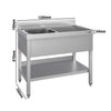 Stainless Steel Commercial Sink Unit ECO - 1200x700mm - with Single Bowl Left-hand - with Undershelf - with Upstand