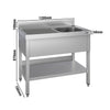 Stainless Steel Commercial Sink Unit ECO - 1200x700mm - with Single Bowl Right-hand - with Undershelf - with Upstand