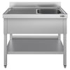Stainless Steel Commercial Sink Unit ECO - 1200x700mm - with Single Bowl Right-hand - with Undershelf - with Upstand