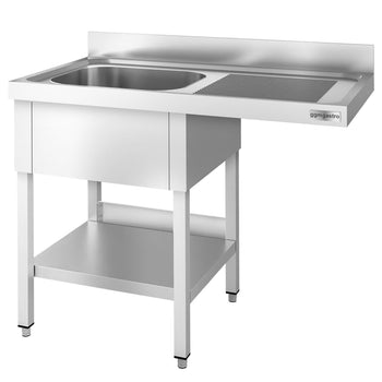 Stół zlewozmywakowy dla zmywarki do naczyń - 1200x700 mm - z 1 zlewem po lewej stronie - Prime Gastro