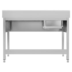 Stainless Steel Commercial Sink Unit ECO - 1400x600mm - with Single Bowl Left-hand - with Undershelf - with Upstand