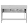 Stainless Steel Commercial Sink Unit ECO - 1400x700mm - with Double Bowl Left-hand - with Undershelf - with Upstand