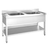 Stół ze zlewem PREMIUM - 1400x600x970mm - z półką - 2-komorowy komory pośrodku