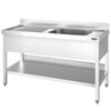 Stół ze zlewem PREMIUM - 1400x600x970mm - z półką - 1-komorowy komora po prawej stronie skręcany