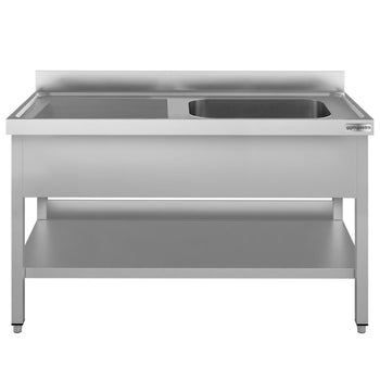 Stół zlewozmywakowy ECO - 1400x600 mm - z półką dolną i 1 zlewem po prawej stronie - Prime Gastro