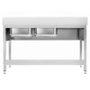 Stainless Steel Commercial Sink Unit PREMIUM - 1400x700mm - with Double Bowl Right-hand - with Undershelf - with Upstand