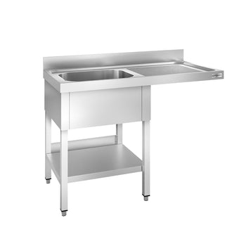 Stół zlewozmywakowy dla zmywarki do naczyń - 1400x600 mm - z 1 zlewem po lewej stronie - Prime Gastro