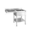 Commercial Dishwasher Sink Unit PREMIUM - 1400x600mm - Single Bowl Sink - Left Hand Drainer