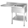Commercial Dishwasher Sink Unit PREMIUM - 1400x600mm - Single Bowl Sink - Left Hand Drainer