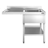 Commercial Dishwasher Sink Unit PREMIUM - 1400x600mm - Single Bowl Sink - Left Hand Drainer